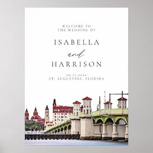 ST AUGUSTINE Florida Skyline Wedding Welkom Poster (Voorkant)
