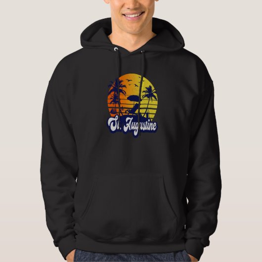 St. Augustine Florida Sunset Beach Retro Premium Hoodie (Voorkant)