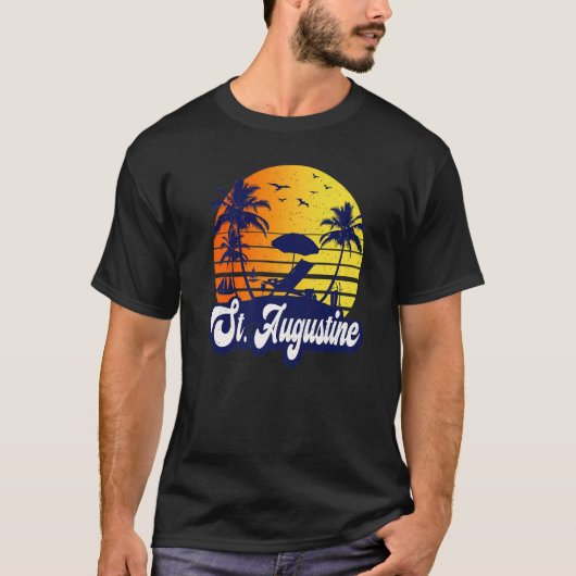 St. Augustine Florida Sunset Beach Retro Premium T-shirt (Voorkant)