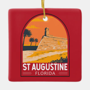 St Augustine Florida Travel Art Vintage Keramisch Ornament