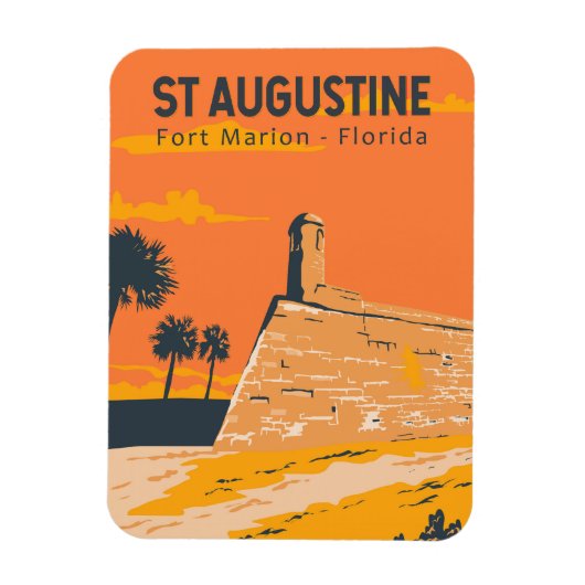 St Augustine Florida Travel Art Vintage Magneet (Verticaal)