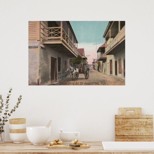St. Augustine, Florida - Uitzicht van Charlotte St Poster (Keuken)