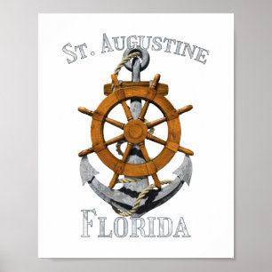 St. Augustine Florida Vacation Nautical Anchor Hel Poster
