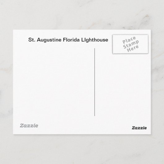 St. Augustine Florida vuurtoren Briefkaart (Achterkant)