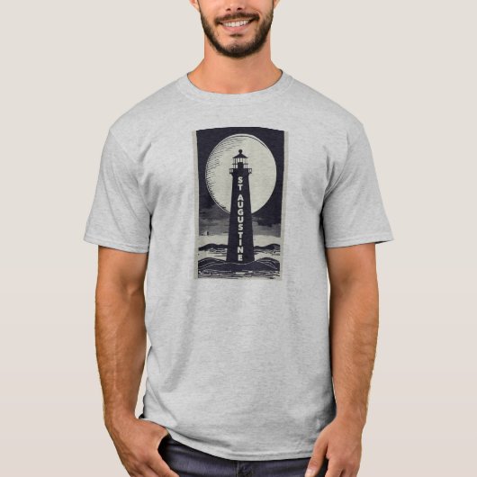 St. Augustine Florida Vuurtoren Maan T-shirt (Voorkant)