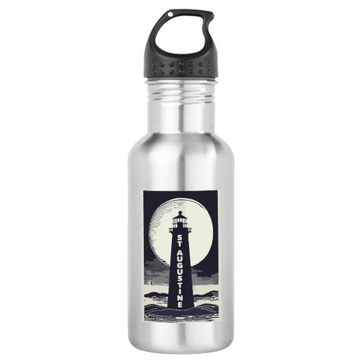 St. Augustine Florida Vuurtoren Maan Waterfles (Voorkant)