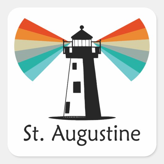 St. Augustine Florida Vuurtoren Regenboog Vierkante Sticker (Voorkant)