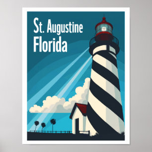 St. Augustine Florida Vuurtoren Vintage Reizen Poster