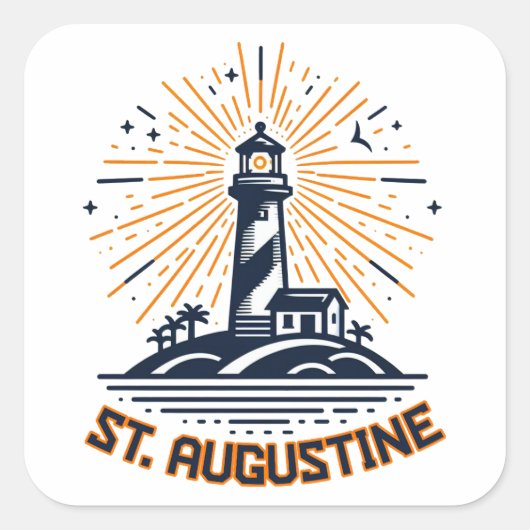St. Augustine Florida Vuurtoren Zonsopgang Vierkante Sticker (Voorkant)