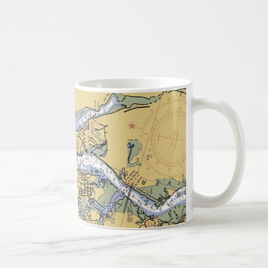 St. Augustine Harbor Navigation Chart Coffee Mok (Rechts)