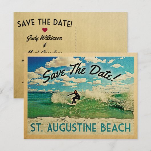 St Augustine Save the Date Surfing Aankondigingskaart (Voorkant / Achterkant)