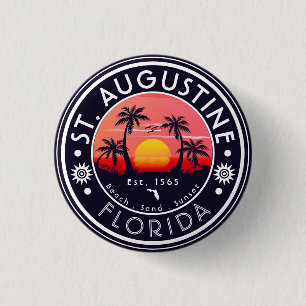 St Augustine strand Florida Sunset Beach Palm Tree Ronde Button 3,2 Cm