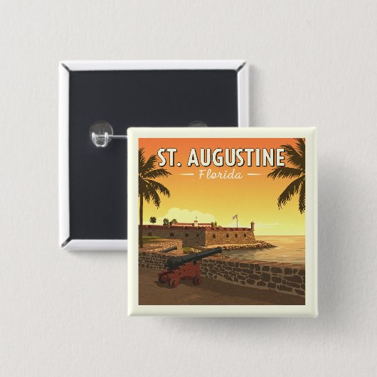 St. Augustine Vierkante Button 5,1 Cm (Voorkant /achterkant)