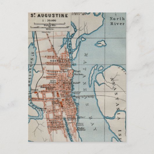St. Augustine vintage kaart ansichtkaart (Voorkant)