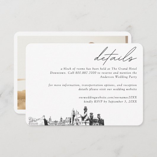 St Augustine Wedding Hotel Kamer Blok Details Informatiekaartje (Voorkant / Achterkant)