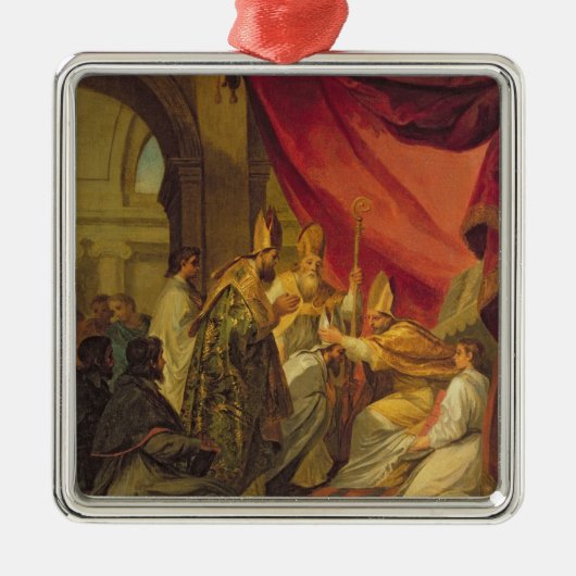 St. Augustinus als bisschop Metalen Ornament (Voorkant)