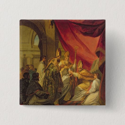 St. Augustinus als bisschop Vierkante Button 5,1 Cm (Voorkant)
