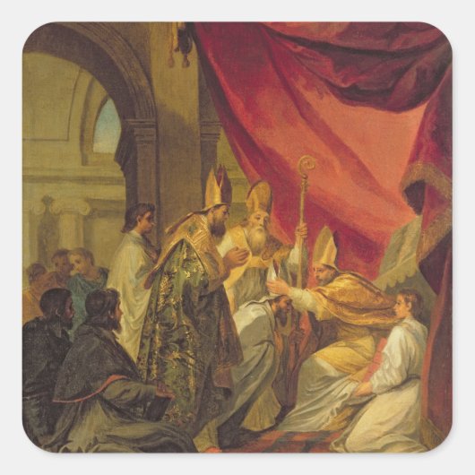 St. Augustinus als bisschop Vierkante Sticker (Voorkant)