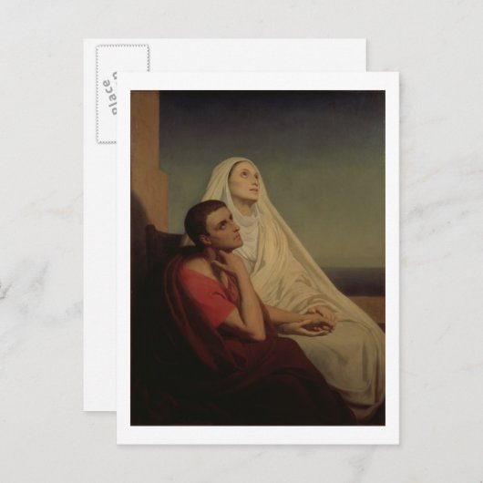 St. Augustinus en zijn moeder St. Monica, 1855 Briefkaart (Voorkant / Achterkant)