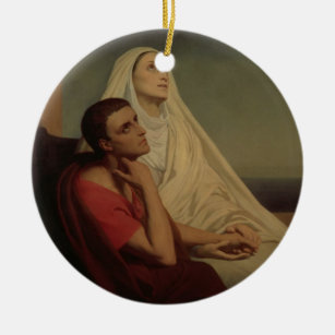 St. Augustinus en zijn moeder St. Monica, 1855 Keramisch Ornament