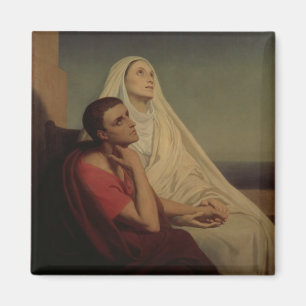 St. Augustinus en zijn moeder St. Monica, 1855 Magneet