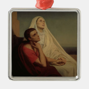 St. Augustinus en zijn moeder St. Monica, 1855 Metalen Ornament