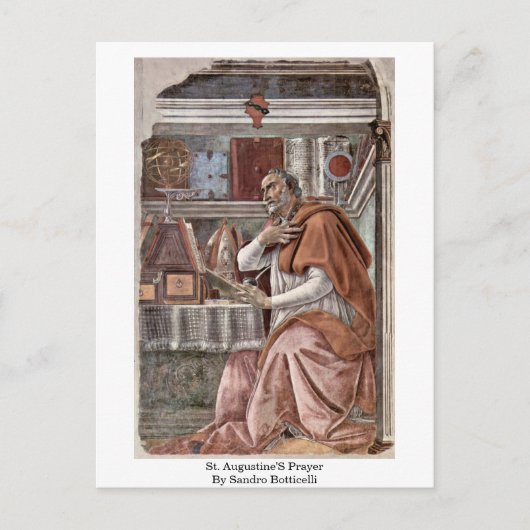 St. Augustinus gebed door Sandro Botticelli Briefkaart (Voorkant)