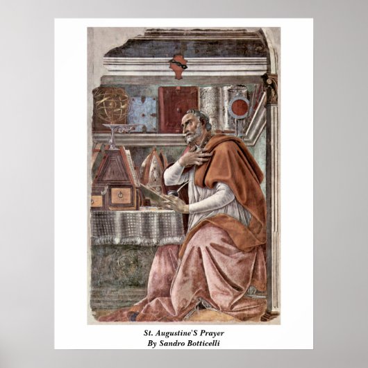St. Augustinus gebed door Sandro Botticelli Poster (Voorkant)