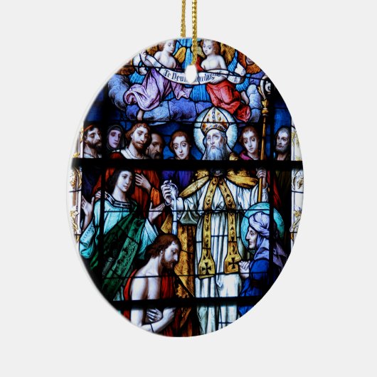 St. Augustinus Glas in lood Keramisch Ornament (Rechts)