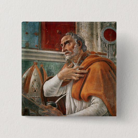 St. Augustinus in zijn cel, c.1480 Vierkante Button 5,1 Cm (Voorkant)