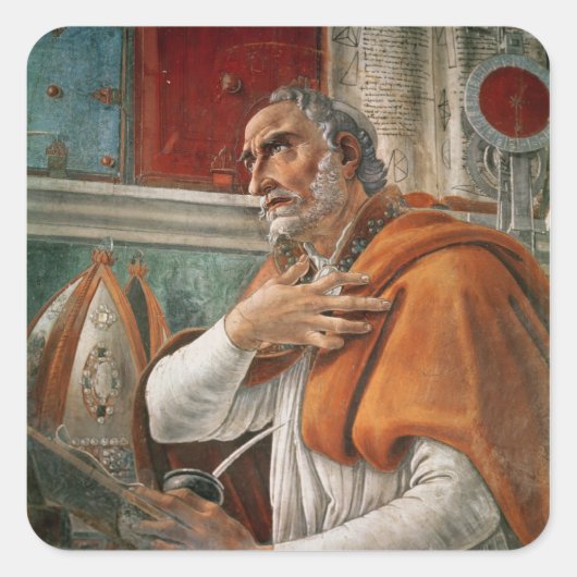 St. Augustinus in zijn cel, c.1480 Vierkante Sticker (Voorkant)