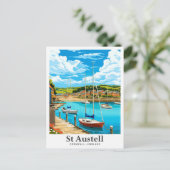St Austell Cornwall Engeland Reisillustratie Briefkaart (Staand voorkant)