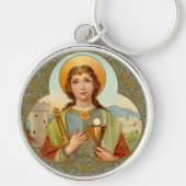 St. Barbara (BK 001) Premium Ronde Metaal Sleutelhanger (Voorkant)