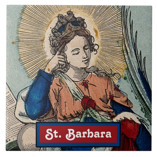 St. Barbara (M 007) keramische tegels 1 Tegeltje (Voorkant)