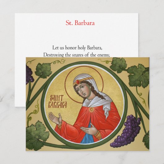 St. Barbara Prayer Card Briefkaart (Voorkant / Achterkant)