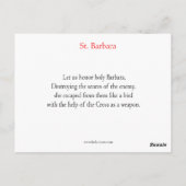 St. Barbara Prayer Card Briefkaart (Achterkant)