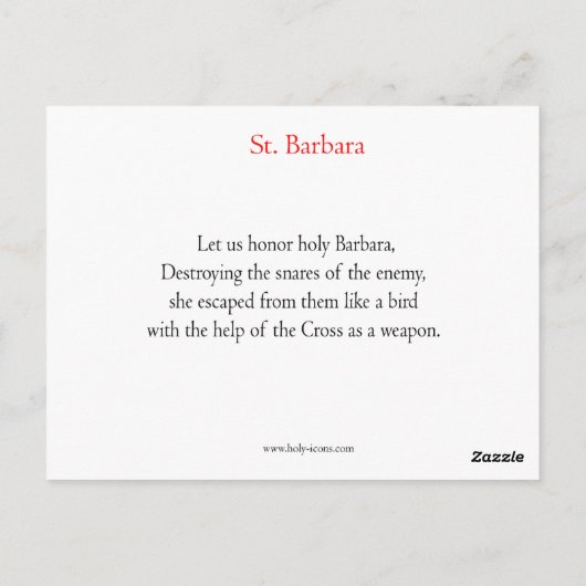 St. Barbara Prayer Card Briefkaart (Achterkant)