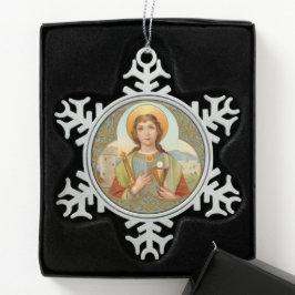 St. Barbara van Nicomedia (BK 001) Tin Sneeuwvlok Ornament