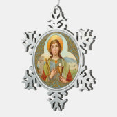 St. Barbara van Nicomedia (BK 001) Tin Sneeuwvlok Ornament (Rechts)