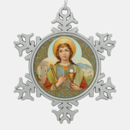 St. Barbara van Nicomedia (BK 001) Tin Sneeuwvlok Ornament