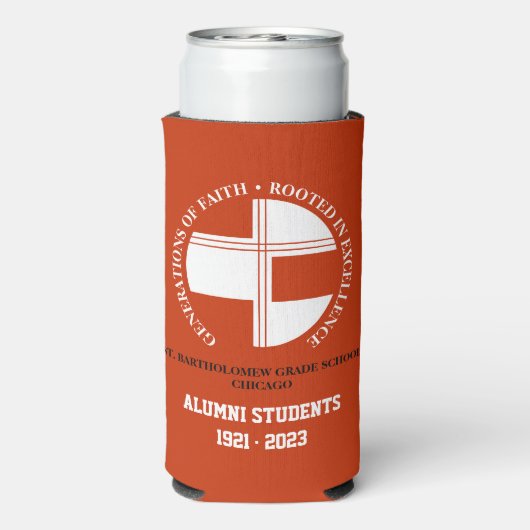 St. Bartholomew Grade School Alumni Slim Cooler (Seltzer Achterkant)