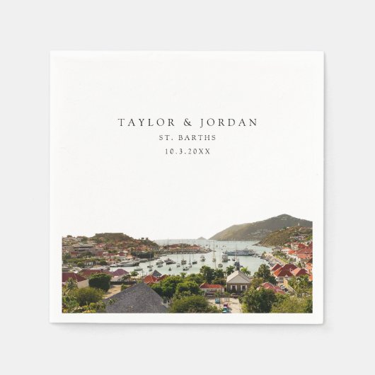 St. Barths bruiloft aangepaste foto cocktail serve Servet (Voorkant)