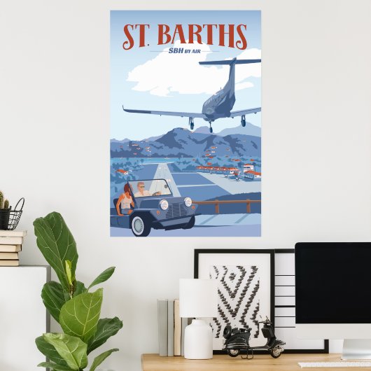 St Barths Landing Poster (Thuiskantoor)