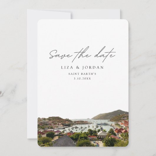 St Barth's Save the Date Schilderachtig bruiloft Kaart (Voorkant)