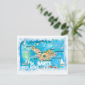 St Barts Antilles Illustrated Caribbean Map Briefkaart (Staand voorkant)