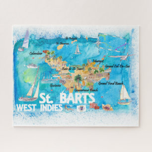 St Barts Antilles Illustrated Caribbean Travel Map Legpuzzel