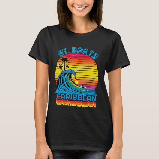 St Barts Caribbean Retro Throwback Surf & Beach So T-shirt (Voorkant)