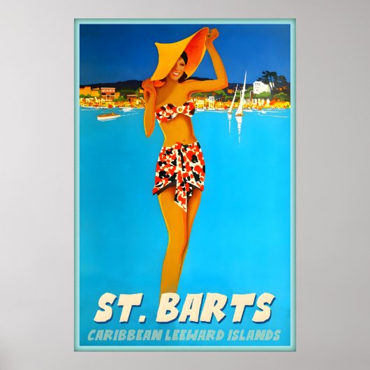 St Barts Caribisch Tropisch Strand Reisposter Poster (Voorkant)