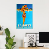 St Barts Caribisch Tropisch Strand Reisposter Poster (Thuiskantoor)