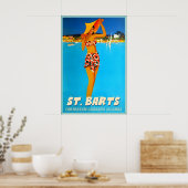 St Barts Caribisch Tropisch Strand Reisposter Poster (Keuken)